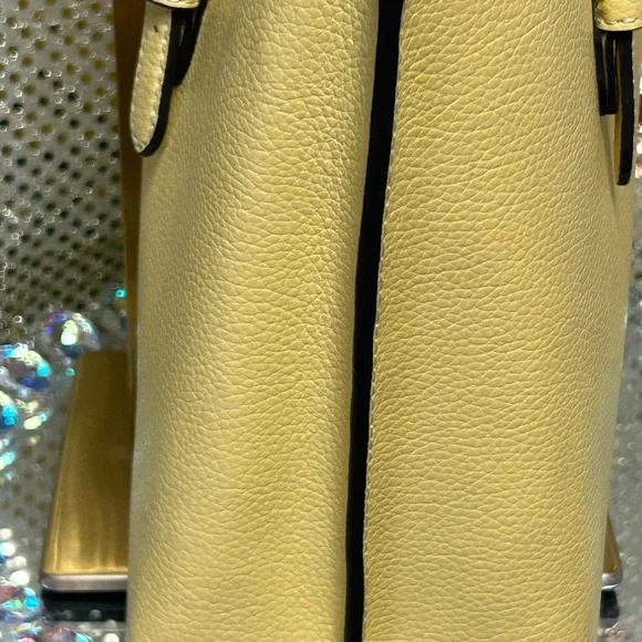 Coach Yellow Leather Tote with Charm and Gold Logo Approx. 13 x 8 x 3.5 - Picture 9 of 16